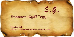 Stemmer György névjegykártya